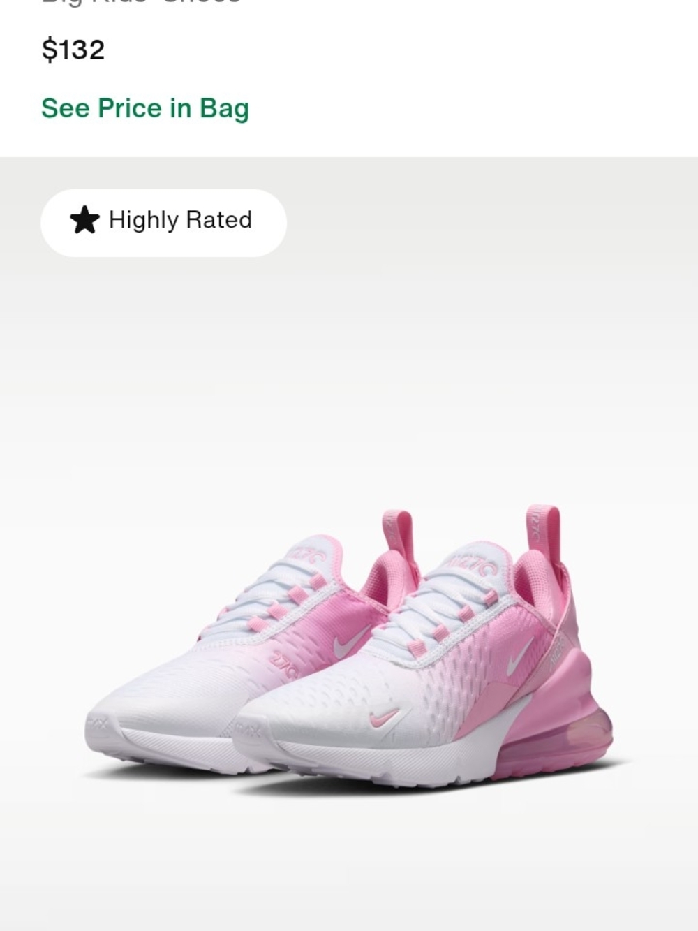 Nike  Pink and White Air Max 270 Sneakers